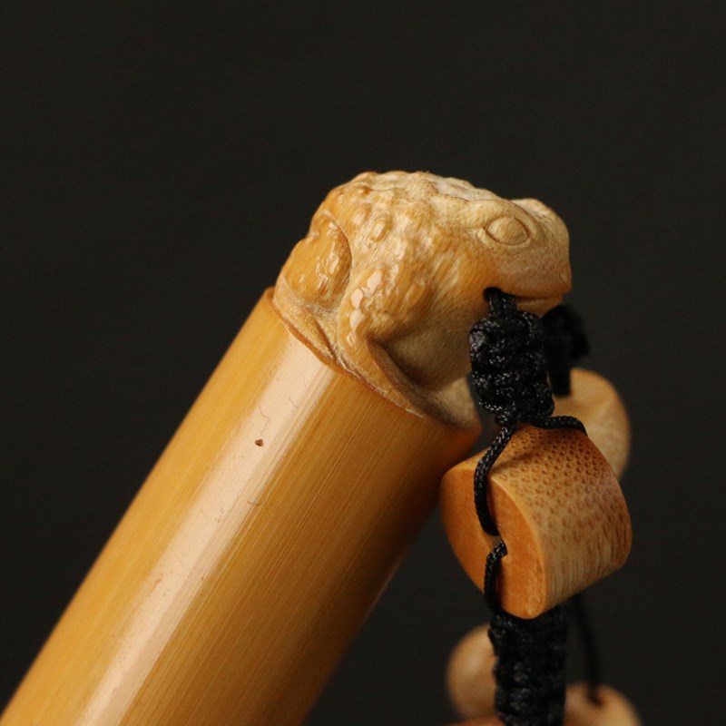 一物一拍精品名家纯手工雕刻金蟾实心竹手把件竹雕天然玉竹把玩