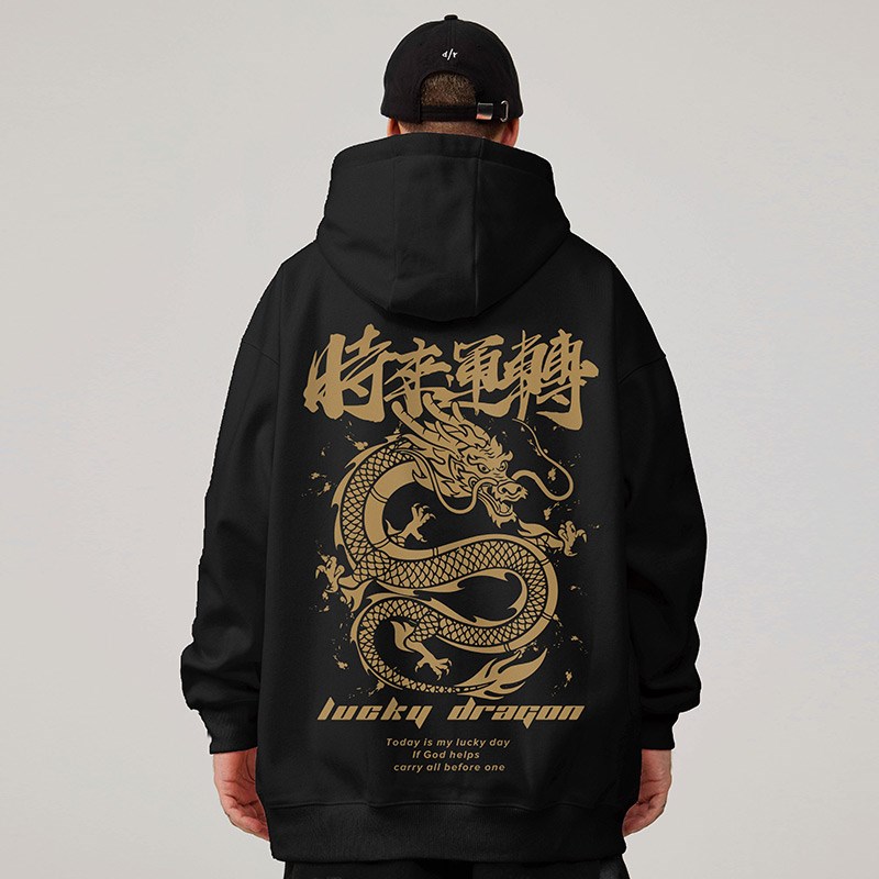 2025新年春秋款连帽红色国潮情侣装卫衣加绒加厚过年大码男生外套