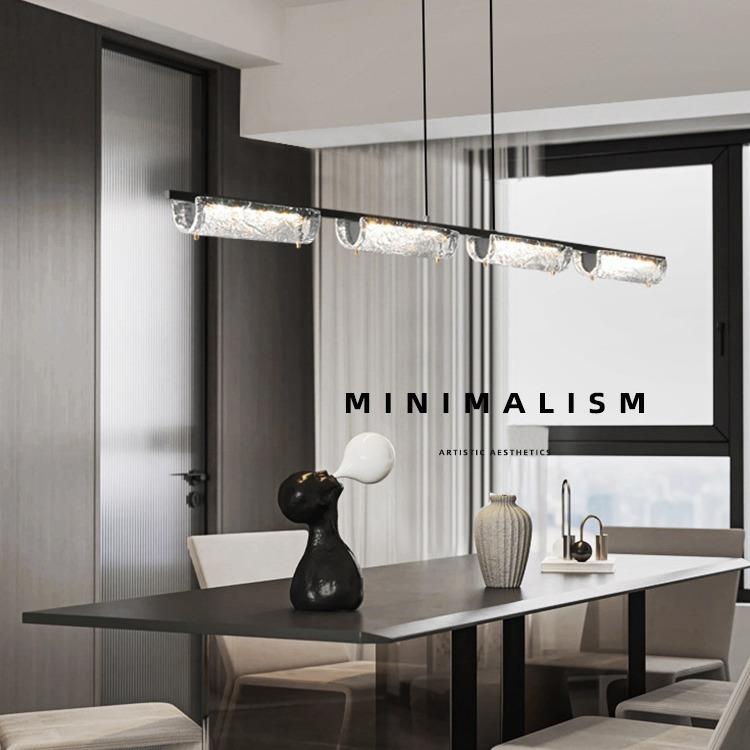 意极简餐厅吊灯全铜玻计璃225家吧台吊灯一字长条式设感用餐桌灯