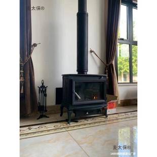 饰自建墅113别装 真火铸铁壁炉家用双门取暖木柴火炉宿装 修麦太燃