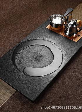 乌金石茶盘四合一全炉动托电磁整块黑金石茶台排SDN自水茶桌茶台
