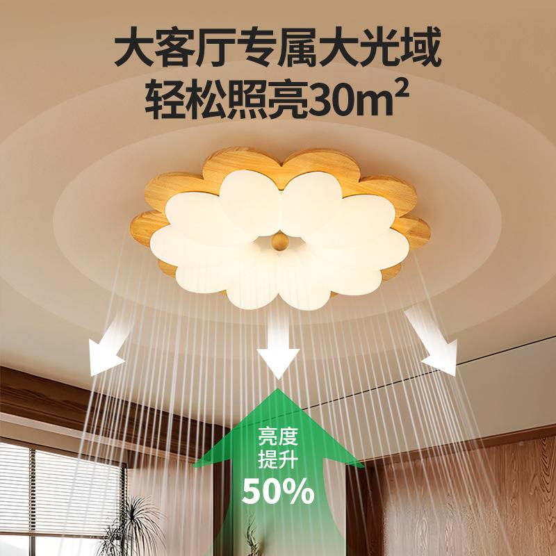 实卧室吸顶灯客厅灯房复古木中古风桃木色书胡XJS间灯护眼灯