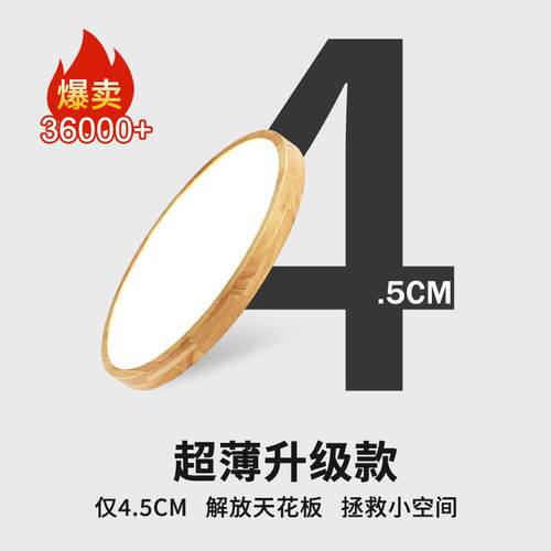 实L灯圆形卧室轻奢客厅灯ED三防简灯圆形阳木台多规格可灯约灯饰