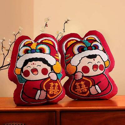 婚抱枕一对红色压床娃娃新款婚高档新结婚庆仔ODU喜娃公金童玉女