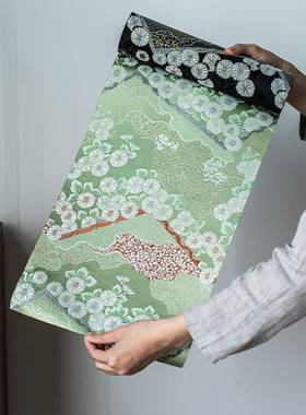 日式阵织茶茶席防水桌旗39588中式锦山菊缎桌旗茶垫布轻奢西茶台