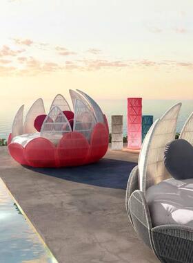 户外休水闲竹沙TUQ发藤别墅庭院旅游区点室景外躺椅家具防防晒设