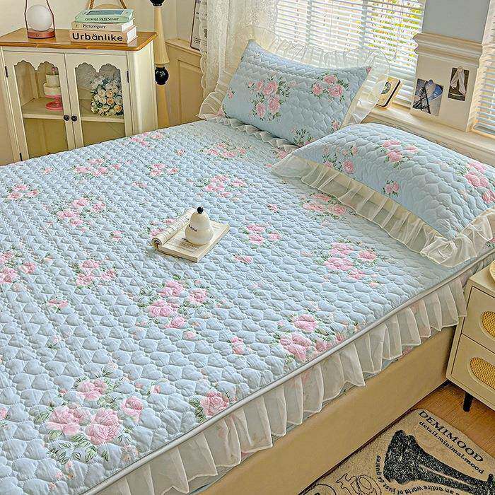 夹韩版花边防雪纺花边床笠件床罩席棉梦思保护罩全单包床单滑床套