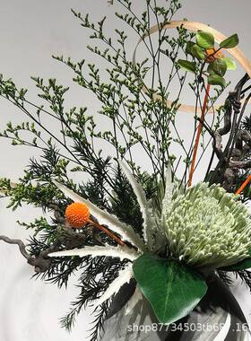 新中式仿真艺花售造楼处酒店客厅茶几玄干花35792型装饰桌面关创