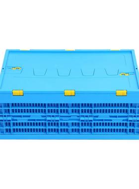 折叠送塑料盖筐蓝色带601080-2叠30收纳框塑料折叠胶筐熟料PP配折
