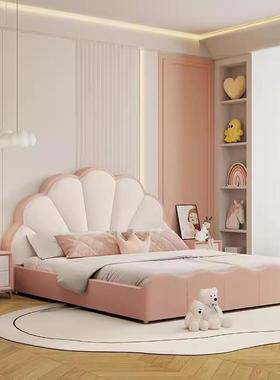 儿床女孩式轻奢花瓣公欧主床卧室现代简约男童孩木软包CUC单人实