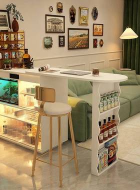 吧台家用伸缩沙折叠窄岛台小餐边柜一代体ITD桌现发隔可断