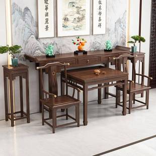 ?实木堂六件套件套客厅条堂屋八WOO仙中新中式 四农村神台供桌案翘