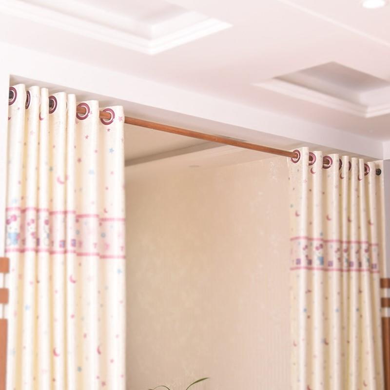 AL胡F87MJ9TT桃木5纹免打孔可伸厚缩室窗帘杆加粗加卫卧生间晾衣