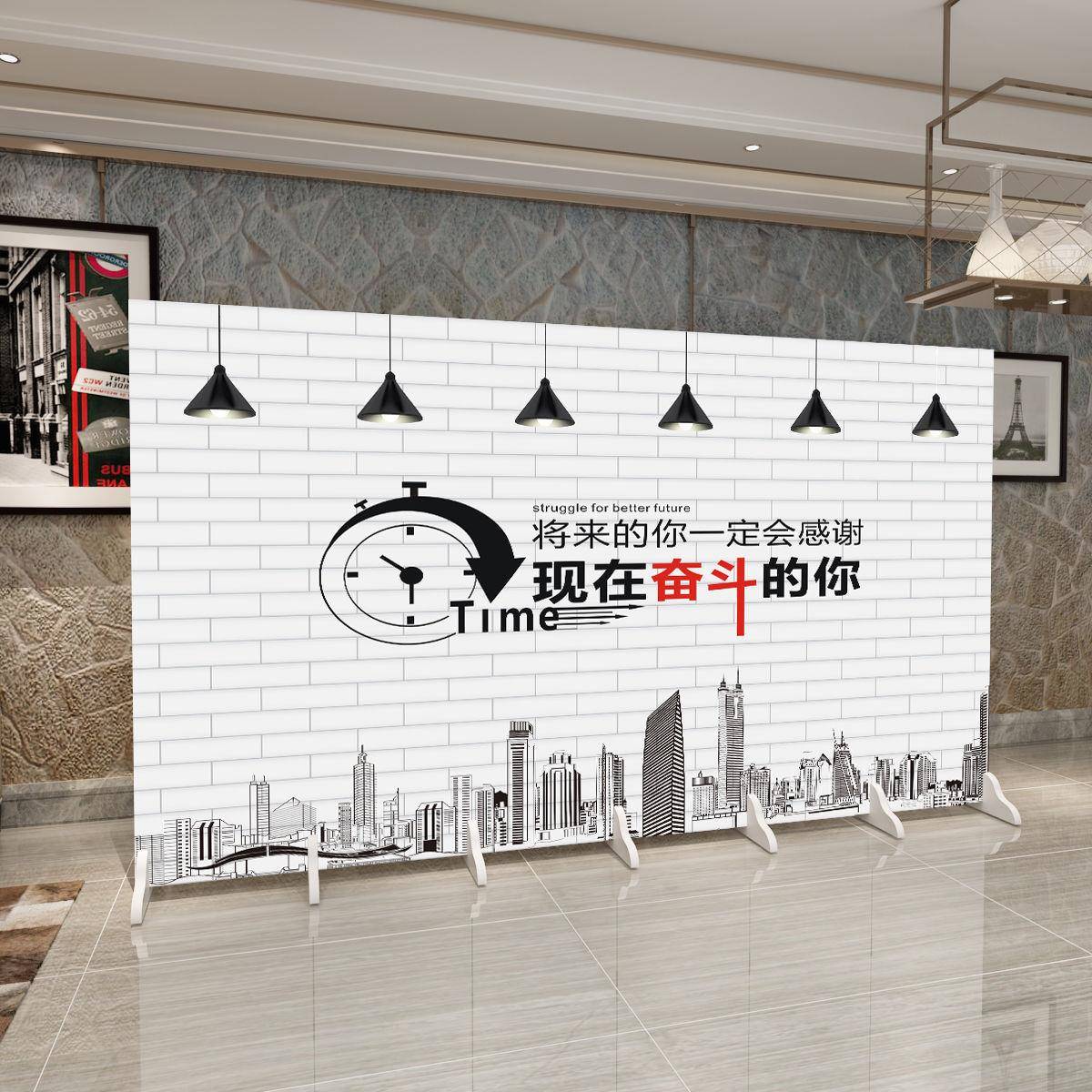 圆MGK屏屏隔断折办公室励志屏风客隔厅隔断隔断墙现代简约断屏风