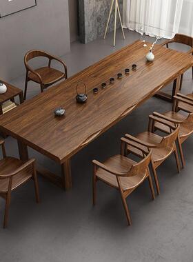 实茶木大板桌中式茶桌办公室泡茶台家用客厅学桌习可大SCW茶桌包