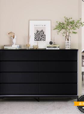 实木色八屉斗抽屉边柜CZU斗柜客厅靠墙边黑储收物柜床尾抽式纳柜