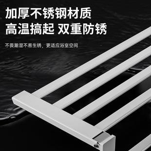 304奶油浴加厚不锈钢双SLW杆毛巾架孔卫室生间免打可折叠白浴巾架