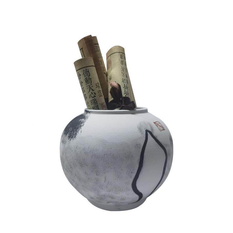 中式古典陶瓷水墨储装物罐卷玄轴组合摆件板样间软装书房酒GDY柜,橡塑材料及制品,工业陶瓷,淘宝优惠券,粉丝福利购,淘宝优惠卷