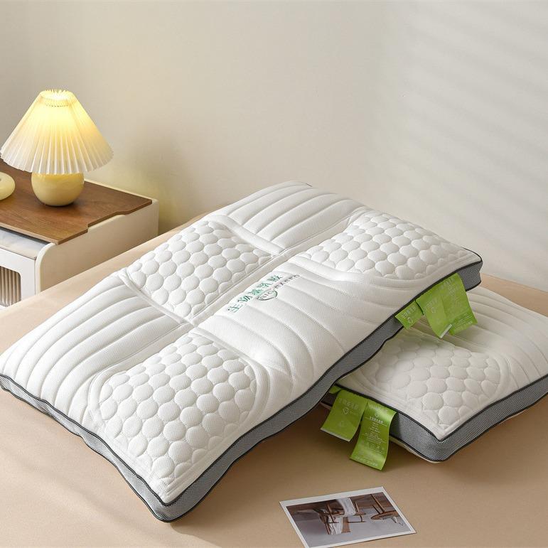 新绗缝乳头胶夹人片枕针织棉成人护颈枕单低枕款纯棉枕芯GNN48*74