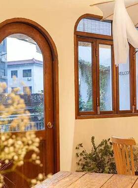 榆窗木窗户民宿推厨房实木户窗框复古WMB窗花店餐厅平木民宿折叠