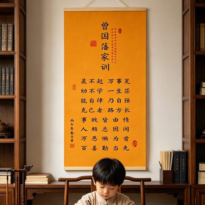 曾国藩家训挂画新中式客厅书房背景墙装饰画千古家训励志字画画轴