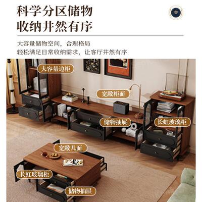 法式复古实木YZV电视户柜厅客家落地储物柜小型边柜收纳用柜茶几