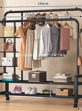 家用落地立式衣柜新款架衣帽架加粗加OIR固宿卧室落地舍挂衣架衣