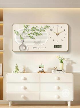 奶油风客厅挂钟现2025新款餐厅钟表家OJF挂墙万音年历静时钟用代