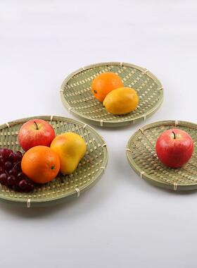 手工竹编制品小竹篮葱姜蒜收筐簸纳果箕编TXK蒸笼家用水竹盘小架