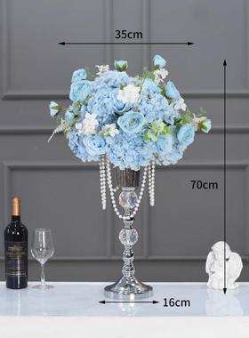 布欧式婚庆路引花仿台真44641绢假花婚礼酒店舞装堂饰布置摆件