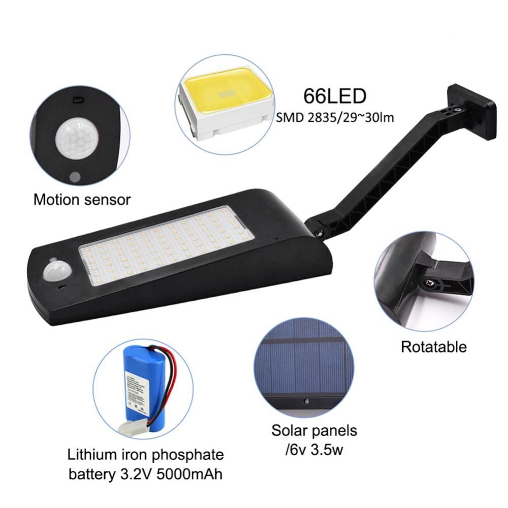 厂家感直人销66LED48LVLUX-66ED太阳能壁灯体壁感应灯带带遥控66L