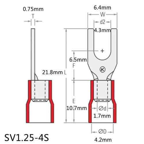 SV1.子25-4S绝缘护套冷压口叉形接OLP端U型铜鼻子接线端头开端M线