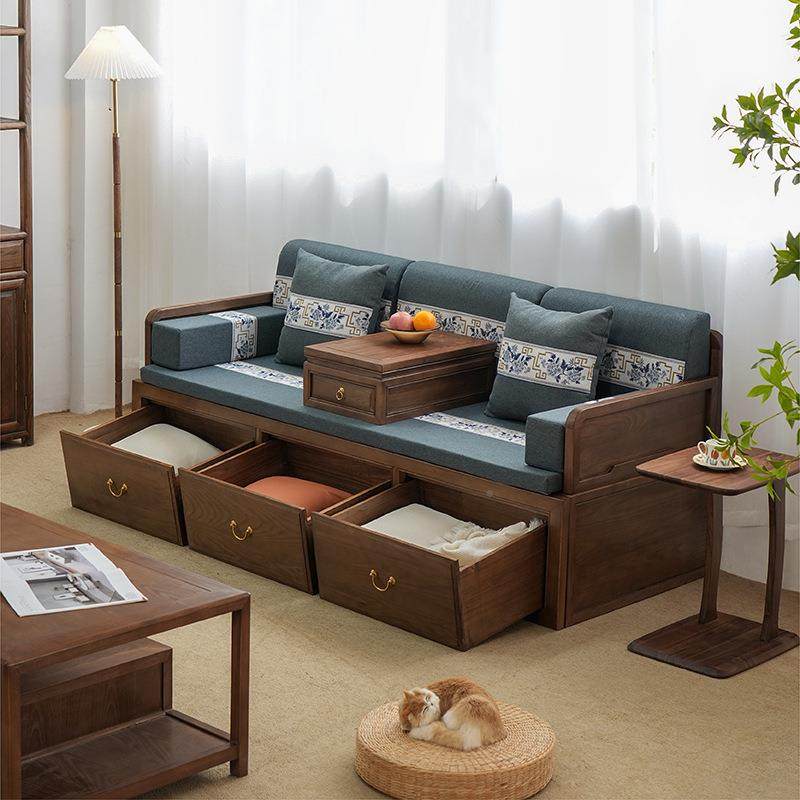 中式罗汉床新实木推床箱体储物沙发23TC-05床客厅白蜡木胡桃拉轻