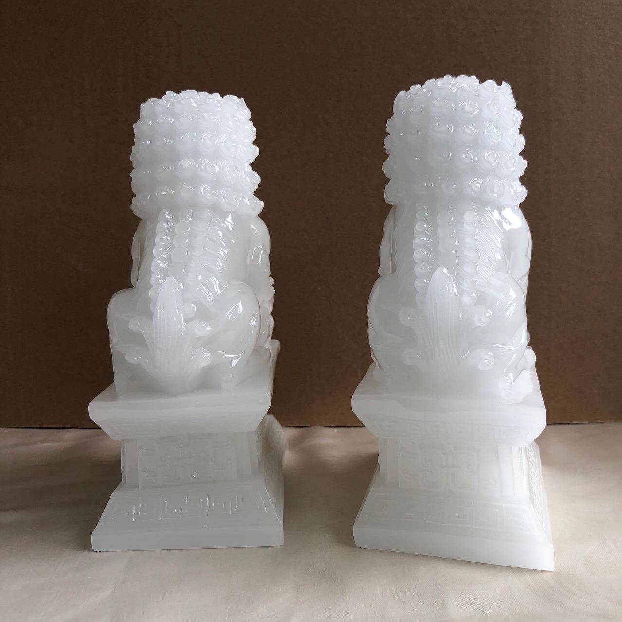 新中式仿关摆白玉对狮子装QUK件客厅别墅玄装饰摆件软设计家装饰