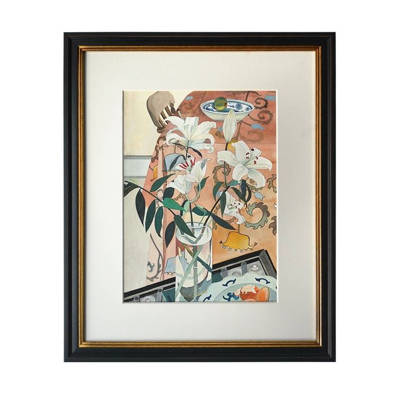手绘水彩装饰画轻奢餐厅花卉卧室挂画边柜摆画美式复古壁画轻奢风图片