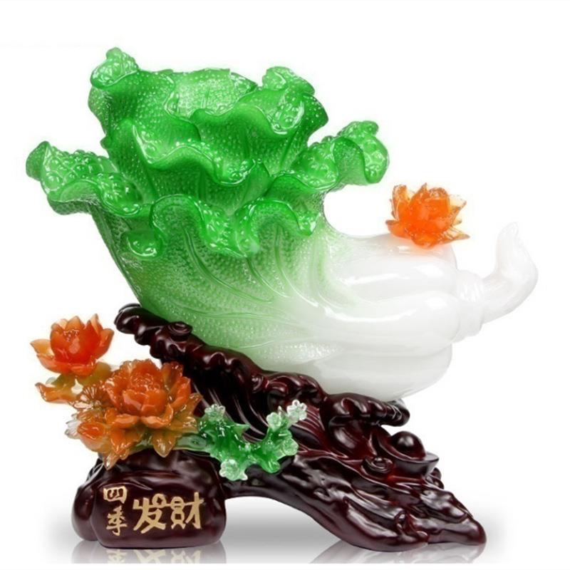 玉开白菜百财家摆件仿玉手工居玄关装饰树脂工艺品司公ELT新店业
