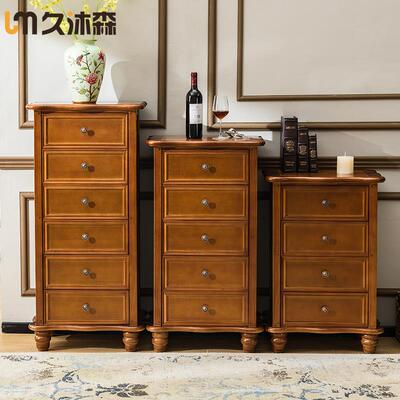 ft全实轻木JMS-024式五斗柜客厅斗柜六斗橱复奢古卧室抽屉收纳柜