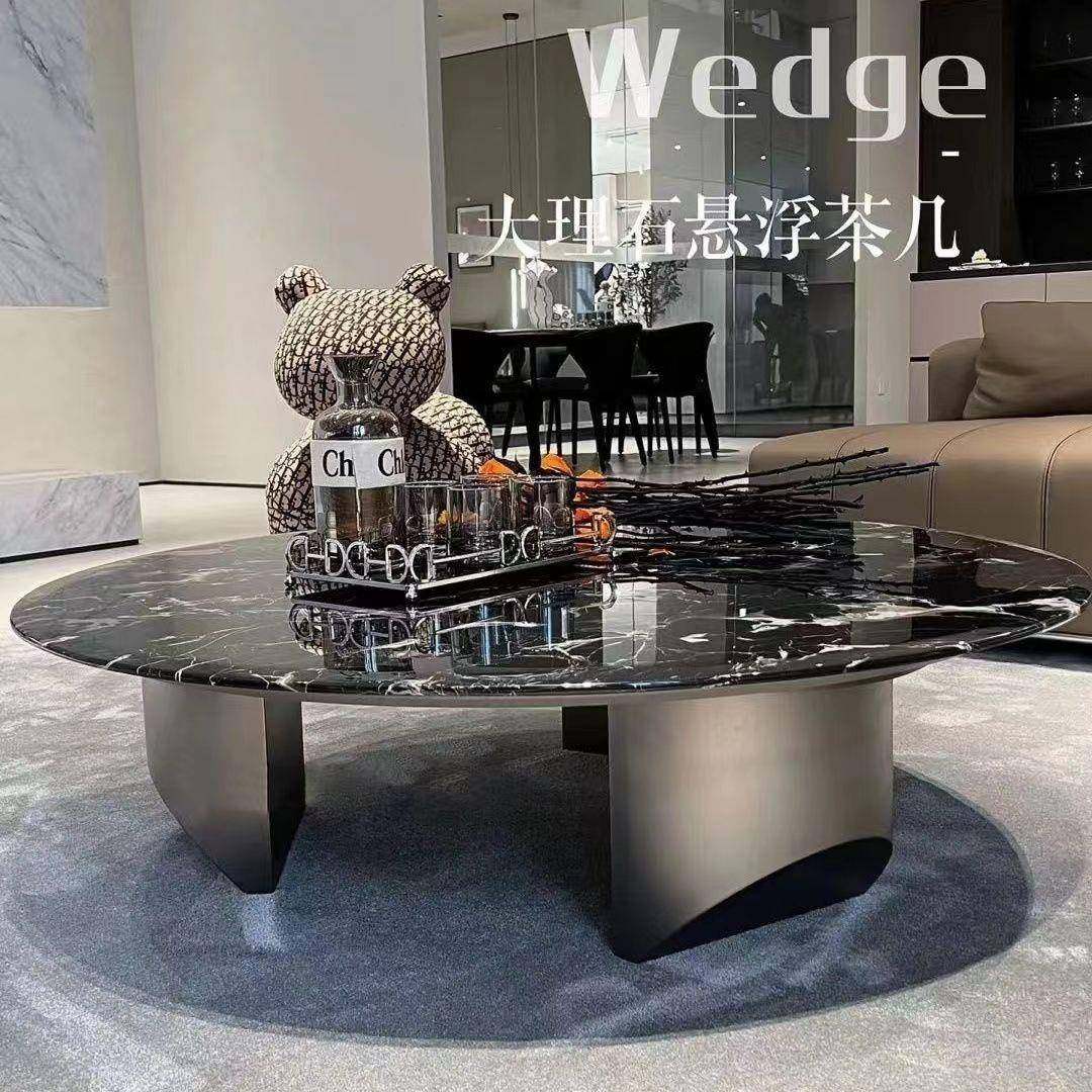 意式微晶石石茶小几茶台大极AZA圆简客厅家用理石台面大形茶几组