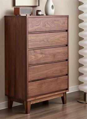 北美黑KFX桃木五柜斗柜现胡代简约实卧木抽屉柜室储物客厅电视柜