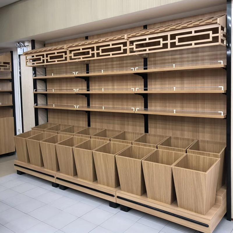 五谷CQC杂粮中靠墙柜超市木鸡制高水柜货架米粮果五谷岛杂粮干货