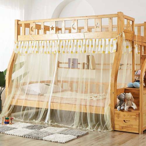 母子床蚊上下用铺专梯形1米家用上下双层高CZT低帐床不5挡书架纹