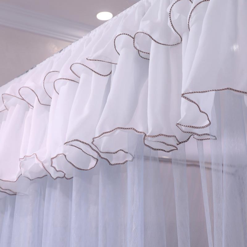 开门地式双人蚊帐加落粗公主风蚊帐宫开廷方顶三门三加VII密蚊帐