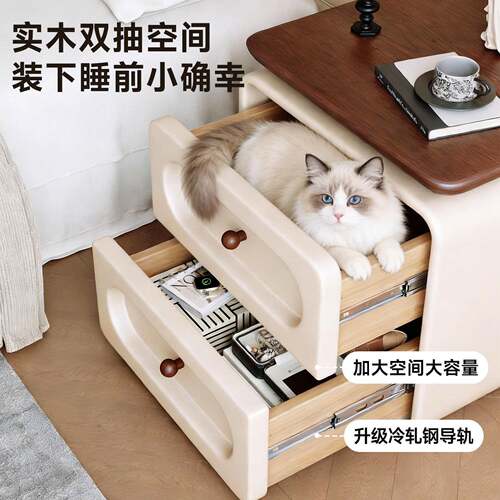 纳复古床BC108头2026木热卖小型家柜用卧室中古风实床边置物收柜