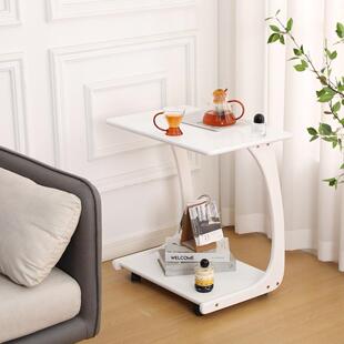 胡桃习木色ZUX沙发侧儿边几角几实木小桌子可移动轮子童学桌带卧