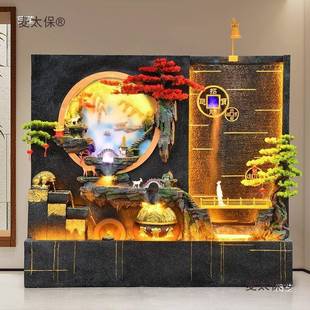幕墙流水屏水客风假山流喷泉双水面厅办公ZBM室商铺酒店别墅庭麦