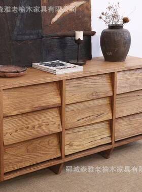 中古民宿榆餐边柜老木风日化复古玄关柜式收71155纳储物诧寂柜风