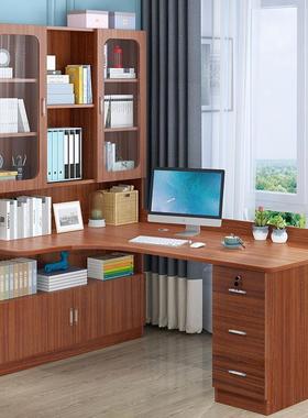 实木桌书架一体简易家用学生学书合习字桌书NQO柜组台写式电脑转