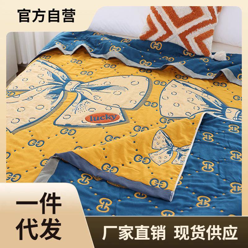 ⇗RWW十层纯包棉纱布盖春秋新款双人家用全棉面被毯室办公午睡
