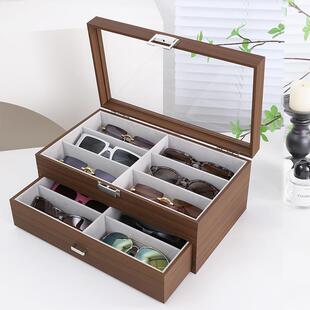 胡格桃功木纹镜眼墨镜收纳盒木WIB质多大容量多能高档精致太阳镜