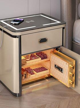 fE智家用床头柜保L险箱一体现代简能约卧室功能无AWN线充电收纳多